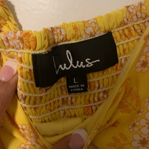 NWOT Lulus Passion Project Yellow Floral Print Mini Dress Size Large - Picture 3 of 7